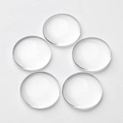Clear Glass Cabochons, Transparent, Half Round, Flat Back for Jewelry and Cabochon Settings, Clear, 22x6mm