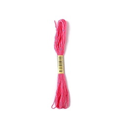 Deep Pink Polyester Embroidery Threads for Cross Stitch, Embroidery Floss, Deep Pink, 0.15mm, about 8.75 Yards(8m)/Skein