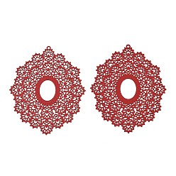 Rot Sprühlackierte 403 Edelstahlanhänger, Blume Reize, rot, 47x38.5x0.2 mm, Bohrung: 1.2 mm