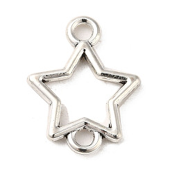 Antique Silver Tibetan Style Alloy Connector Charms, Cadmium Free & Lead Free, Star, Antique Silver, 15.5x11.5x1.5mm, Hole: 1.8mm