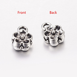 Antique Silver Tibetan Style Flower Tube Bails, Loop Bails, Alloy Bail Beads, Lead Free & Cadmium Free, Antique Silver, 8x6x4mm, Hole: 1mm