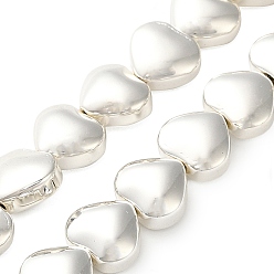 с Покрытием Серебра Стеклянные бусины с гальваническим покрытием , сердце, со серебряным покрытием, 7.5x8.5x4.5 мм, отверстие : 0.8 мм, около 55 шт / нитка, 15.75'' (40 см)