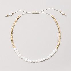 Лунный Камень Женские плетеные браслеты из круглых бусин в стиле бохо из натурального лунного камня, со стеклянными бисеринами