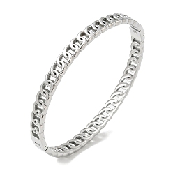 Stainless Steel Color 304 Stainless Steel Ring Link Chain Hinged Cuff Bangles, Tarnish Free, Stainless Steel Color, Inner Diameter: 50x60mm