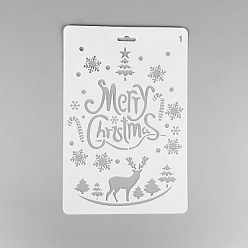 White Creative Christmas Plastic Drawing Stencil, Hollow Hand Accounts Ruler Templat, For DIY Scrapbooking, White, 25.9x17.2cm