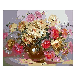 Pale Goldenrod Flower DIY Diamond Painting Kit, Including Resin Rhinestones Bag, Diamond Sticky Pen, Tray Plate and Glue Clay, Pale Goldenrod, 300x400mm