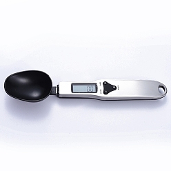 Black 500g/0.1g Digital Spoon Scale, Stainless Steel Food Measuring Scale, Small Baking Scale with LCD Display, without Battery, Black, 232x49.5x22mm