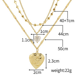 N2111-2 Three layers of peach heart Многослойное двухслойное ожерелье на ключице, цепочка в форме сердца, женское нишевое дизайнерское чувство.