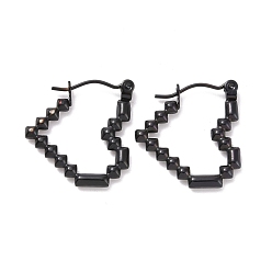Electrophoresis Black 304 Серьги-кольца из нержавеющей стали для женщин с ионным покрытием (IP), сердце, электрофорез черный, 20x18.5x2.5 мм, штифты : 0.8 мм