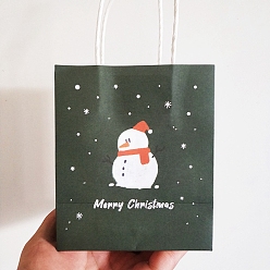 Снеговик Рождественские тематические прямоугольные бумажные пакеты, с ручками, для подарочных сумок, снеговик, 7.5x12.5x14.5 см