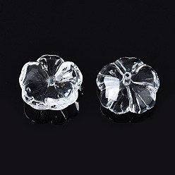 Clear Transparent Glass Beads, Flower, Clear, 15x15x6mm, Hole: 1.2mm
