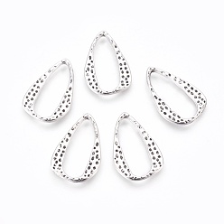 Antique Silver Alloy Linking Rings, Lead Free and Cadmium Free and Nickel Free, Teardrop, Antique Silver, 27x17x1.5mm