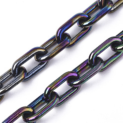 Black Acrylic Opaque Cable Chains, AB Color, Oval, Black, 13x8x2mm, 19.68 inch(50cm)/strand