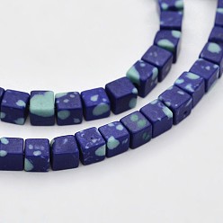 Chrysocolla Synthetic Cube Chrysocolla Beads Strands, Dyed, 4x4x4mm, Hole: 1mm, about 94pcs/strand, 15.7 inch