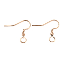 Rose Gold 304 Stainless Steel Earring Hooks, French Hooks with Coil and Ball, Rose Gold, 21 Gauge, 22x23x3mm, Hole: 4mm, Pin: 0.7mm