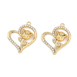 Золотой Подвески из сплава с ультрафиолетовым покрытием, со стразами, без свинца и без кадмия, сердце, золотые, 22x20x5 мм, отверстие : 1 мм