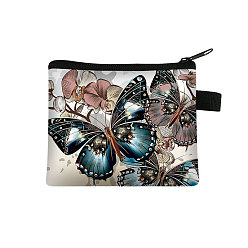 Dark Slate Gray Butterfly Pattern Polyester Clutch Bags, Change Purse with Zipper & Key Ring, for Women, Rectangle, Dark Slate Gray, 13.5x11cm