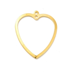 Golden Rack Plating Brass Connector Charms, Long-Lasting Plated, Heart Links, Golden, 26x22x1mm, Hole: 1.4mm