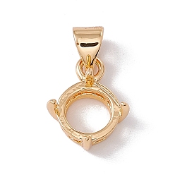 Golden Brass Pendant Cabochon Settings, Basket Pendant Setting with Prongs Mounting, Open Back Bezel Pandent Settings, Flat Round, Golden, Tray: 8mm, 14x11x6mm, Hole: 4mm