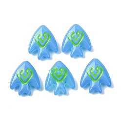 Темно-Голубой Стеклянные эмалевые бусины ручной работы, бусины ручной работы, рыба с руной, окрашенная и подогревом, глубокое синее небо, 21.5x20.5x9 мм, отверстие : 1.4 мм