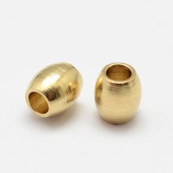 Raw(Unplated) Brass Beads, Barrel, Nickel Free, Raw(Unplated), 2.6~3x2.5mm, Hole: 1mm