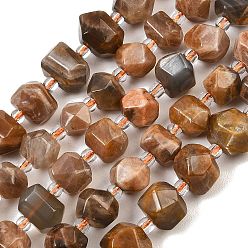 Солнечный Камень Натуральный Sunstone бисер пряди, граненые, звезды вырезать круглые бусы, с бисером, 8~11x9~13x8~11 мм, отверстие : 1.2 мм, около 30 шт / нитка, 16.14 дюйм (41 см)