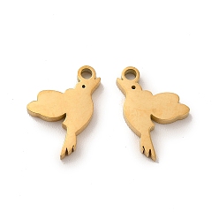 Golden Ion Plating(IP) 304 Stainless Steel Charms, Bird, Golden, 13x8x1.5mm, Hole: 1.4mm