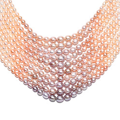 Разноцветный Нити из натурального культивированного пресноводного жемчуга, закончил, красочный, 5~12x4~9 мм, отверстие : 0.8 мм, около 62 шт / нитка, 15.7 дюйм