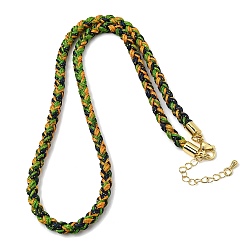 Dark Green 5M Braided Chinlon Cord Bracelets, with Brass Findings, Dark Green, 17.48~17.91x0.20 inch(44.4~45.5x0.5cm)