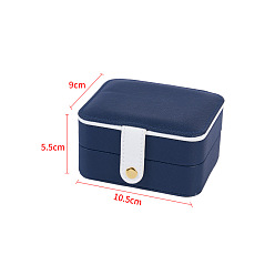 Prussian Blue Rectangle PU Imitation Leather Jewelry Storage Boxes, Jewellery Organizer Travel Case, for Necklace, Ring Earring Holder, Prussian Blue, 9x10.5x5.5cm