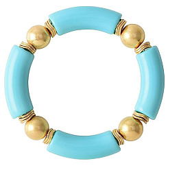 Темно-Голубой Модные женские массивные изогнутые акриловые трубчатые бусины растягивающиеся браслеты, глубокое синее небо