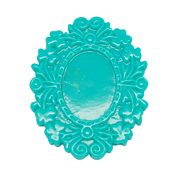 Светлый Морско-зеленый Непрозрачные кабошоны из смолы, цветок, светло-зеленый, 16x7 мм