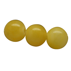 Light Yellow Natural Yellow Jade Beads Strands, Round, Dyed, Light Yellow, 8mm, Hole: 1mm, about 50 pcs/strand, 16 inch