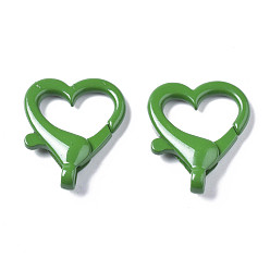 Зеленый Застежки-клешни из экологически чистого сплава, окрашенные распылением, без кадмия, без никеля и без свинца, сердце, зелёные, 26x22x5.5 мм, отверстие : 2 мм
