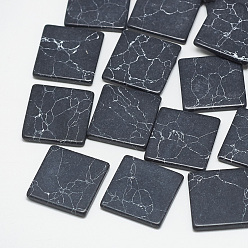 Black Synthetic Turquoise Cabochons, Dyed, Square, Black, 6.5~7x6.5~7x1.5mm