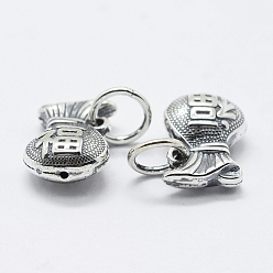 Antique Silver Thailand 925 Sterling Silver Pendants, Large Hole Pendants, Bag with Word, Antique Silver, 13x9.5x5mm, Hole: 4.5mm