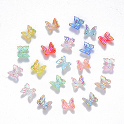 Mixed Color Resin Cabochons, Nail Art Decoration Accessories, AB Color Plated, 3D Butterfly, Mixed Color, 6.5x6.5x3.5mm