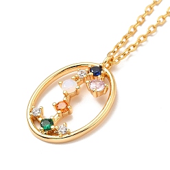 Scorpio Colorful Cubic Zirconia Constellation Pendant Necklace, Golden 304 Stainless Steel Jewelry for Women, Scorpio, 15.75 inch(40cm)