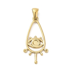 Golden 304 Stainless Steel Pendant Cabochon Settings, Rhinestone Settings, Teardrop with Eye, Golden, Tray: 3mm,Fit for 1mm Rhinestone, 31x15x1.5mm, Hole: 6x3.5mm