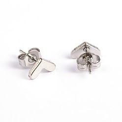 Stainless Steel Color Heart 304 Stainless Steel Ear Studs, Hypoallergenic Earrings, Stainless Steel Color, 5x8mm, Pin: 0.7mm