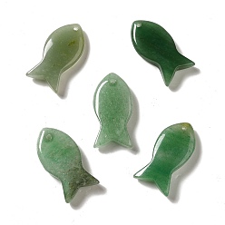Green Aventurine Natural Green Aventurine Pendants, Fish Charms, 39x20x7~7.5mm, Hole: 2.3mm