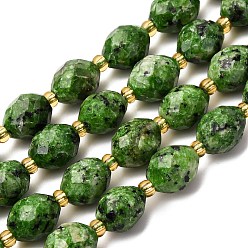 Лайм Нити бусин из натуральной кунжутной яшмы, граненые, в форме риса, с ЮВАО бисером, желто-зеленые, 9.5x7.5~8 мм, отверстие : 1 мм, около 34 шт / нитка, 15.08'' (38.3 см)