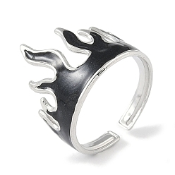 Нержавеющая Сталь Цвет 304 кольца на пальцах манжеты в форме пламени из эмали из нержавеющей стали, открытые кольца для женщин, цвет нержавеющей стали, 16 мм, регулируемый
