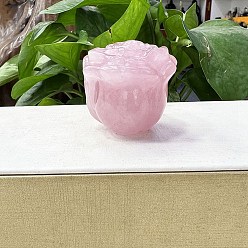 Rose Quartz Natural Rose Quartz Carved Healing Rose Figurines, Reiki Energy Stone Display Decorations, 50mm