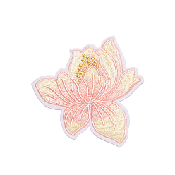 Pink Computerized Embroidery Cloth Sew on Patches, Costume Accessories, Flower, Pink, 80x78mm