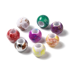 Mixed Color Spray Painted Acrylic European Beads, Large Hole Beads, Rondelle, Mixed Color, 19.5x16.5~17mm, Hole: 8.5mm, about 147pcs/500g