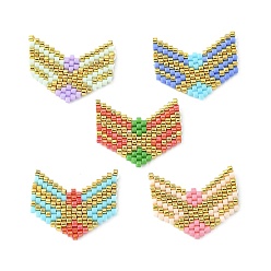 Mixed Color Handmade Loom Pattern MIYUKI Seed Beads, Arrowhead Pendants, Mixed Color, 18~19x22.5~23x2mm, Hole: 0.7mm
