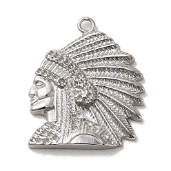 Stainless Steel Color 304 Stainless Steel Pendants,  Indian Charm, Stainless Steel Color, 40x32.5x4mm, Hole: 3mm