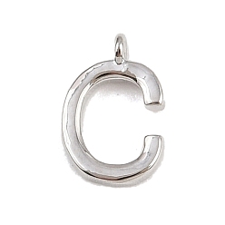 Letter C Латунь прелести, стойки покрытие, долговечный, без кадмия и без свинца, платина, буква С, 9x6x1.3 мм, отверстие : 0.8 мм