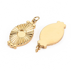 Real 14K Gold Plated 304 Stainless Steel Pendant Cabochon Settings, with Jump Rings, Oval, Real 14K Gold Plated, Tray: 1/8 inch(4mm), 20.5x11x2mm, Jump Ring: 3.8x0.5mm, 2.8mm inner diameter